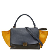 セリーヌ トラペーズ ハンドバッグ ショルダーバッグ 2WAY ブラック イエロー レザー スウェード レディース CELINE 【中古】